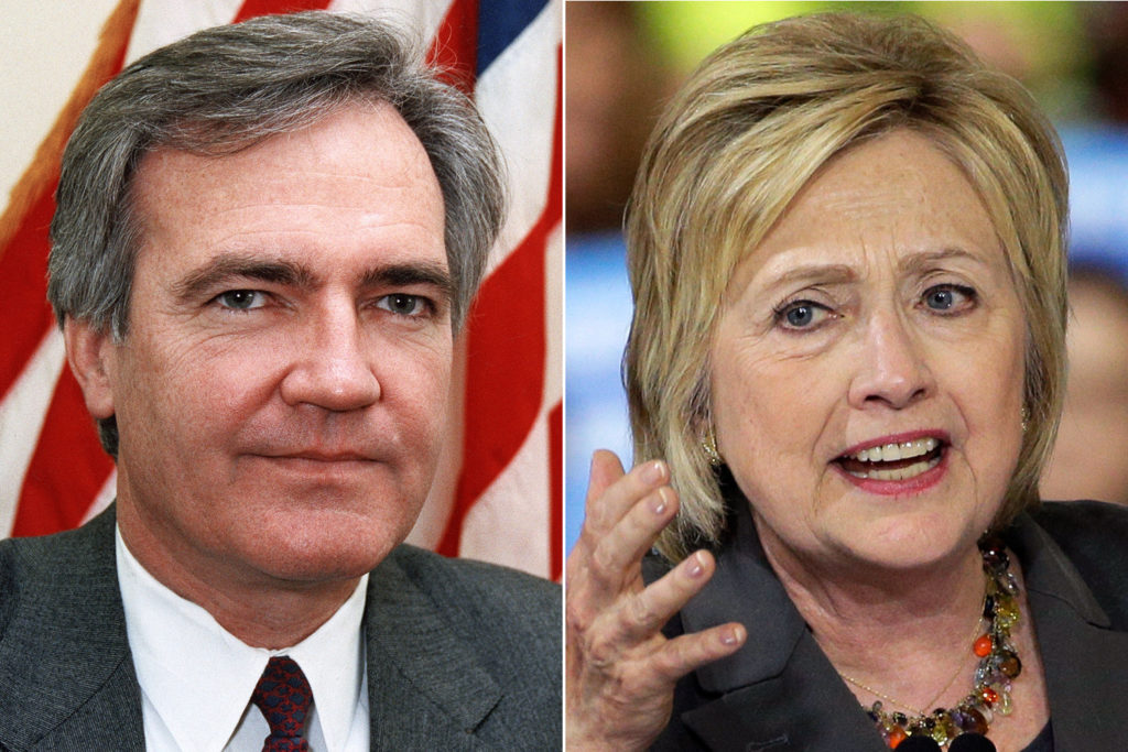 Former Bill Clinton White House Council, Vince Foster and Hillary Clinton (Image credit: NY Post).